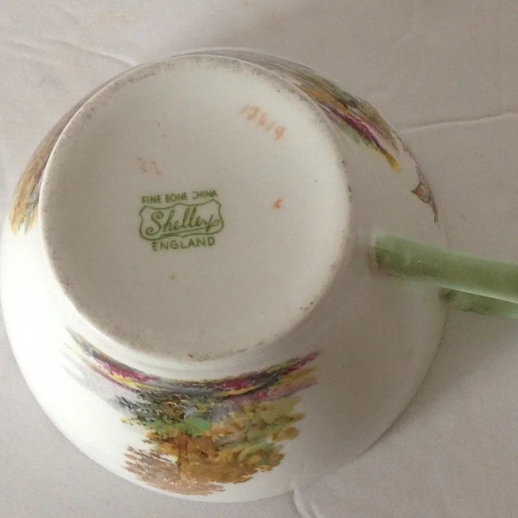 Vintage Shelley Heather Teacup & Saucer New Cambridge England Landscape … - Picture 7 of 8